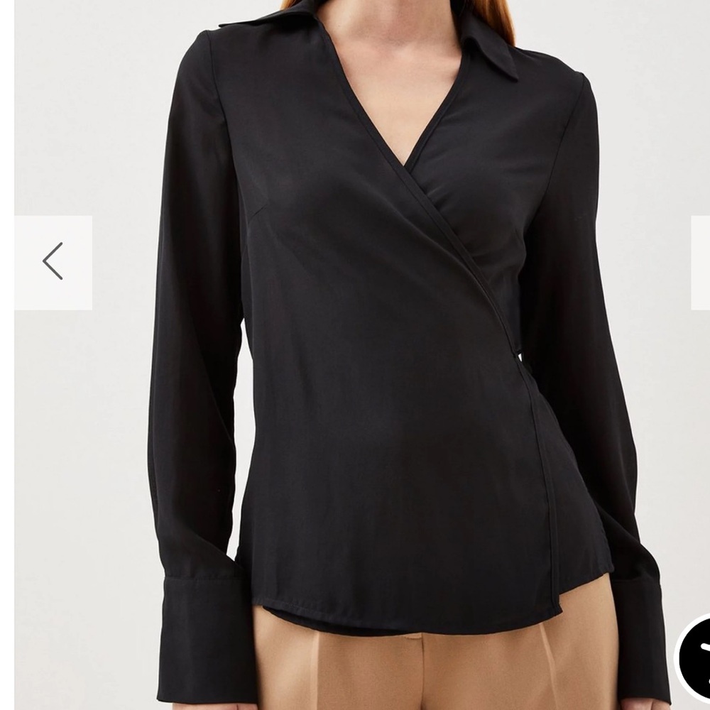 Karen Millen Georgette Woven Wrap Top Black Size 2 New With‎ Tags